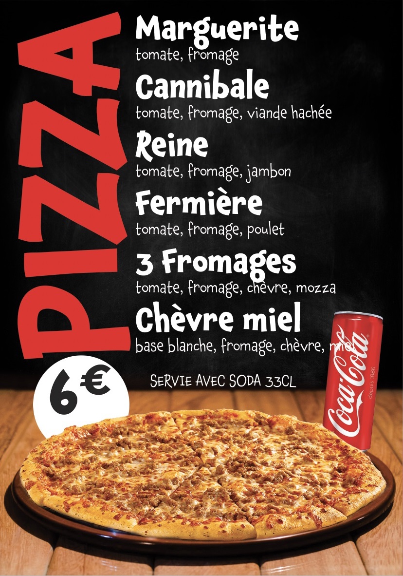 photo carte des pizzas
